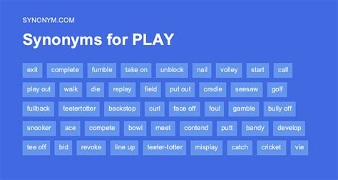 Play another word - Find 203 different ways to say PLAY, along with antonyms, related words, and example sentences at Thesaurus.com.